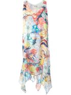 Tsumori Chisato Floral Print Asymmetric Dress, Women's, Size: 3, Yellow/orange, Polyester/silk