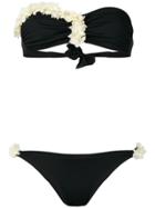 La Reveche Floral Appliqué Bikini Set - Black