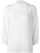 Dolce & Gabbana Ruffle Collar Blouse, Women's, Size: 40, White, Silk