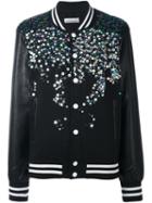 Night Market Sequin Embellished Bomber Jacket, Women's, Size: Medium, Black, Polyester/cotton