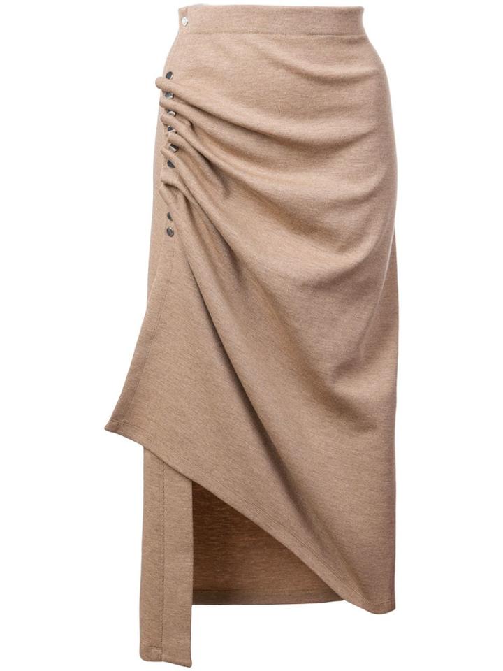Paco Rabanne Draped Midi Skirt - Brown