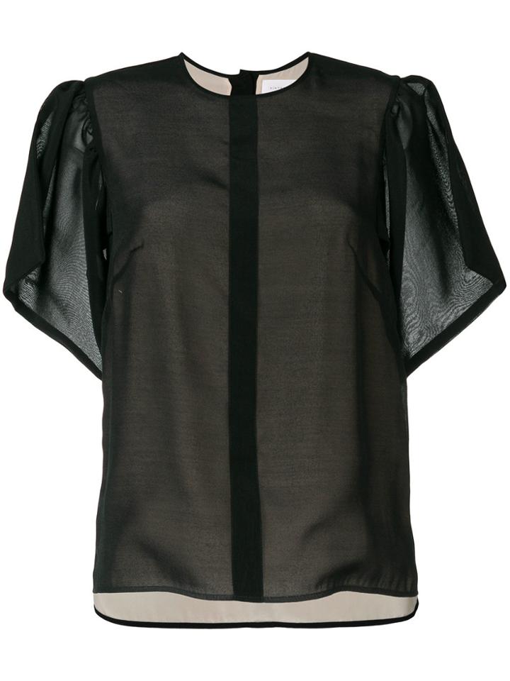 Victoria Beckham Draped Sleeves Top - Black