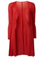 Issey Miyake Pleated Draped Cardigan, Women's, Size: 3, Red, Polyester