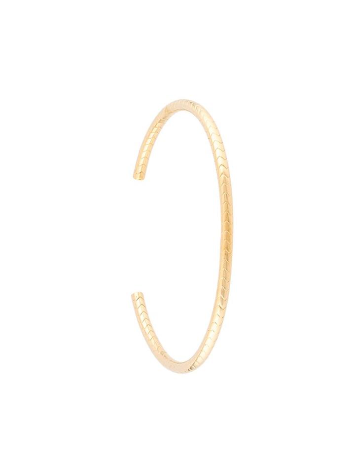 Saint Laurent Chevron Textured Bangle, Women's, Size: Small, Metallic