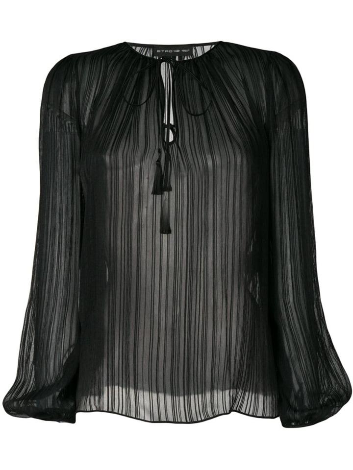Etro Long-sleeve Pleated Blouse - Black