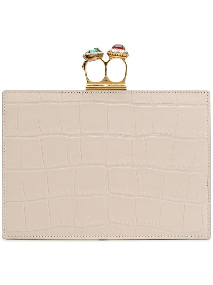 Alexander Mcqueen Double Ring Clutch - Neutrals