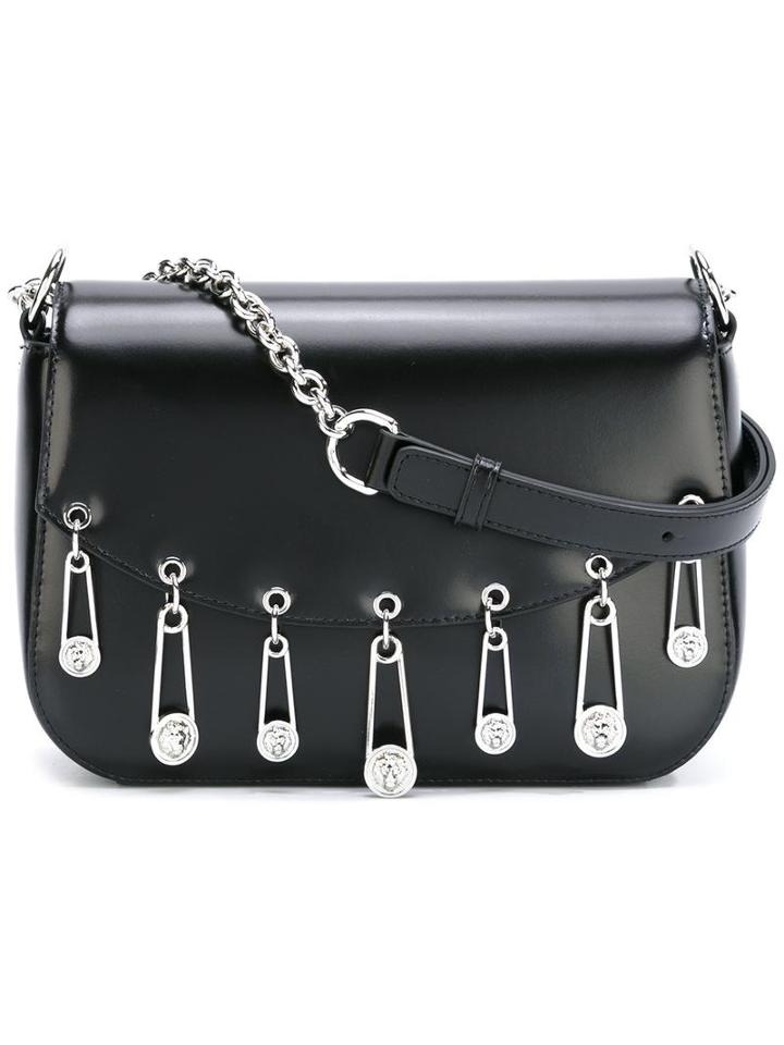 Versus Lion Pins Shoulder Bag, Women's, Black, Calf Leather