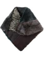Liska Striped Colour Block Scarf - Green