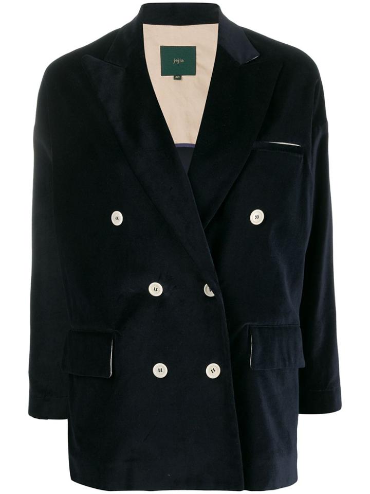 Jejia Loose-fit Double-breasted Blazer - Blue