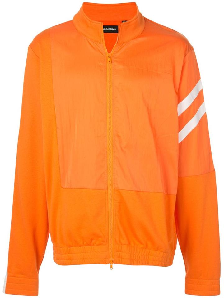 God's Masterful Children Geometric Panelled Bomber Jacket - Orange