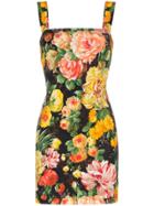 Dolce & Gabbana Cady Floral Print Sleeveless Mini Dress - Yellow