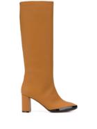 L'autre Chose Patent Trimmed Knee Length Boots - Brown