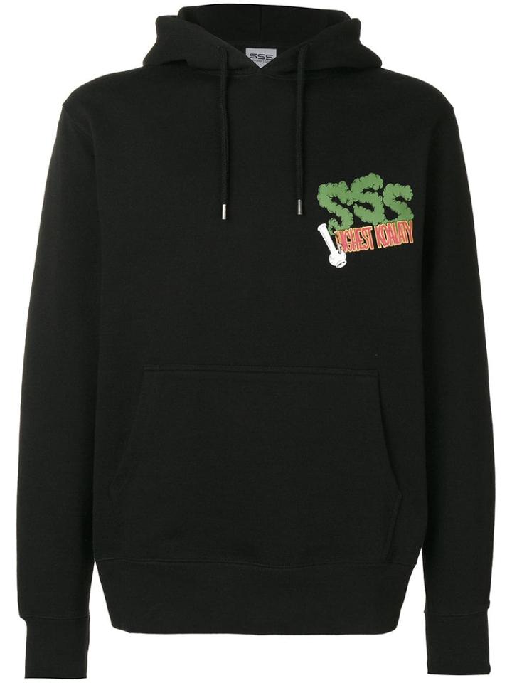 Sss World Corp Logo Print Hooded Sweatshirt - Black
