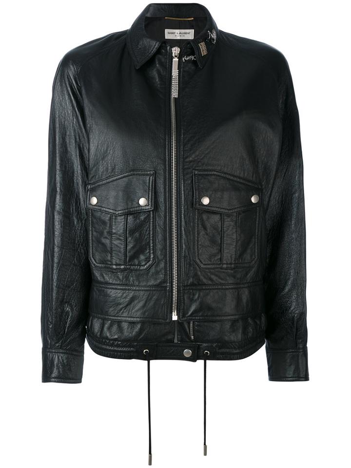 Saint Laurent - Leather Jacket - Women - Lamb Skin - 36, Women's, Black, Lamb Skin