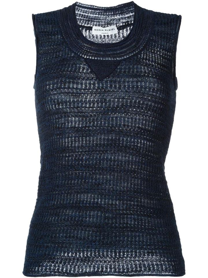 Sonia Rykiel Knitted Tank Top, Women's, Size: Small, Black, Cotton/linen/flax/polyamide