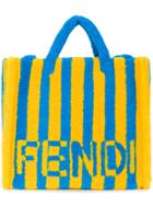 Fendi Shearling Striped Tote - Yellow & Orange