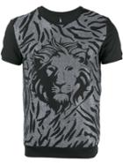 Versus Lion Head Print T-shirt, Men's, Size: Medium, Black, Cotton