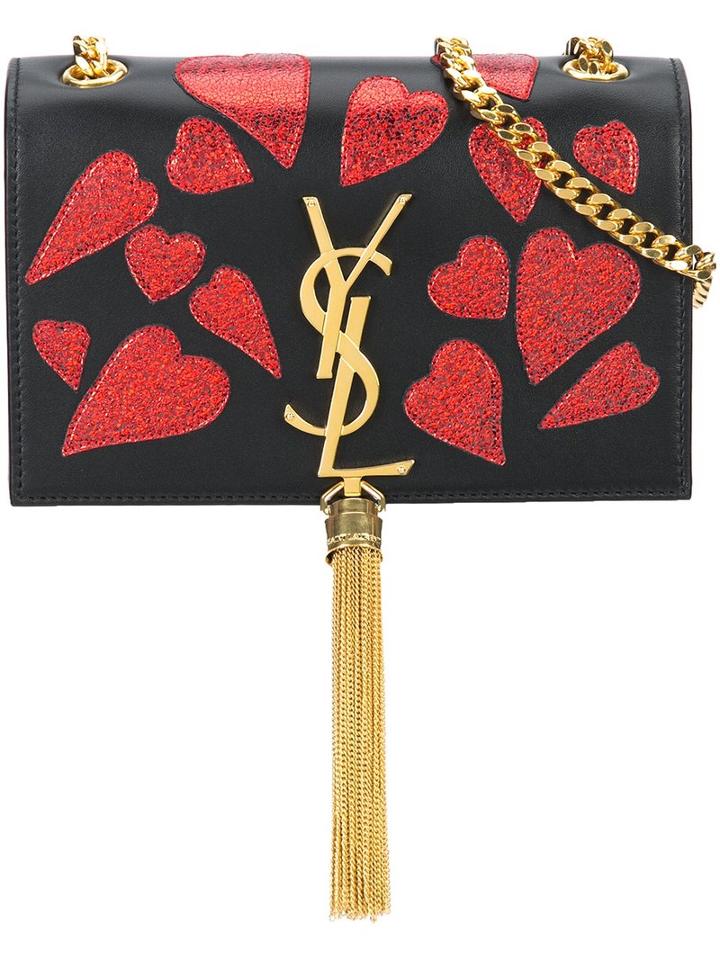 Saint Laurent Small Monogram Tassel Satchel, Women's, Black, Leather