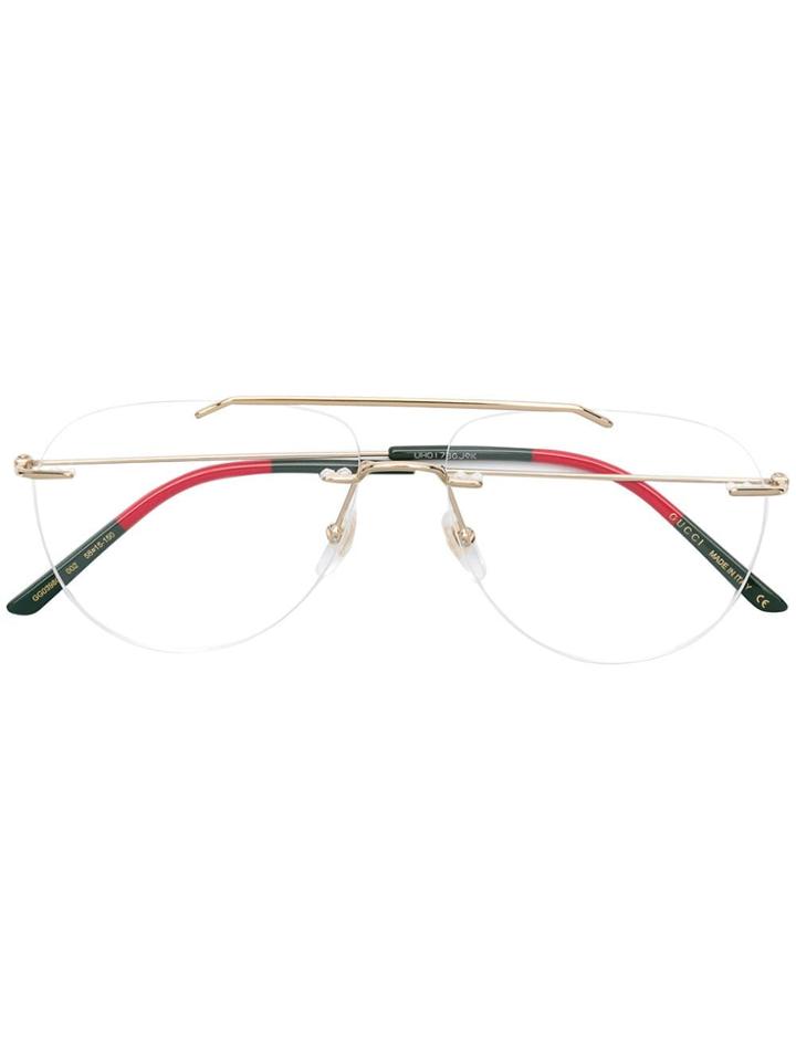 Gucci Eyewear Aviator Glasses - Gold