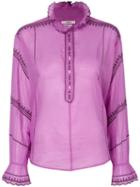 Isabel Marant Étoile - Ruffled Neck Blouse - Women - Cotton - 40, Pink/purple, Cotton