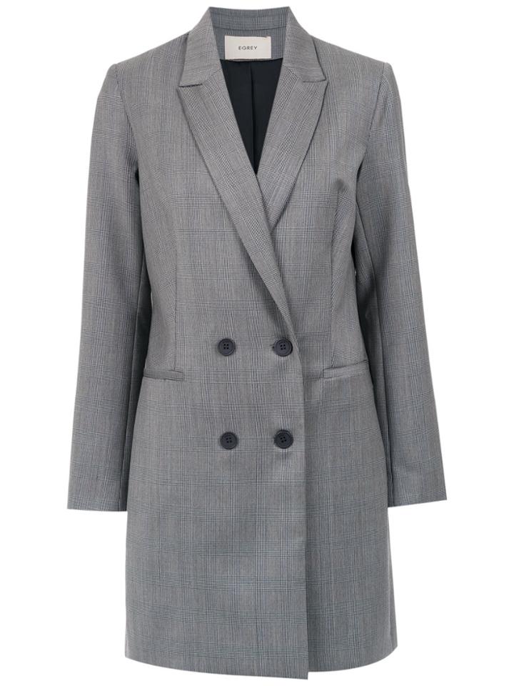 Egrey Check Long Coat