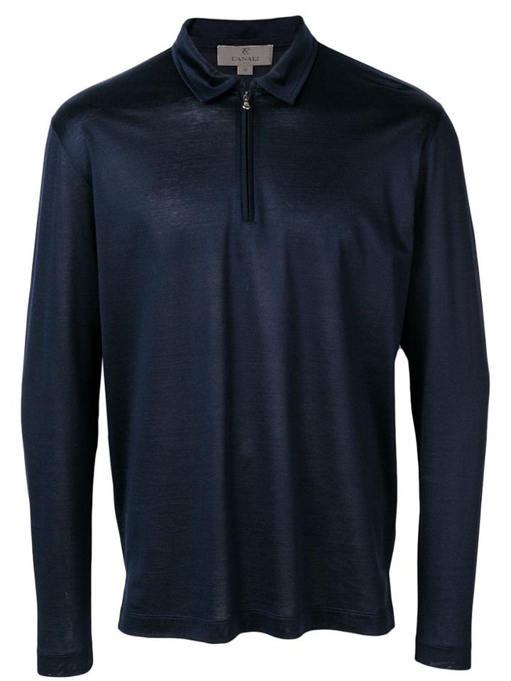 Canali Half-zip Polo Shirt - Blue