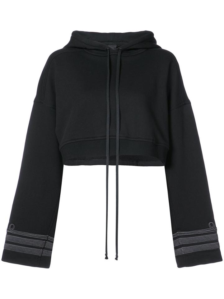 Vera Wang Cuffs Detail Cropped Hoodie - Black