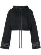 Vera Wang Cuffs Detail Cropped Hoodie - Black