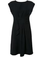 Armani Collezioni Belted Draped Dress, Women's, Size: 44, Black, Polyester