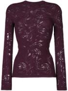 Versace - Lace Baroque Knit Top - Women - Polyester/viscose - 42, Pink/purple, Polyester/viscose
