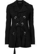 Proenza Schouler Lace-up Front Jacket, Women's, Size: 4, Black, Silk/spandex/elastane/acetate/virgin Wool