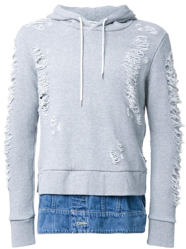 Miharayasuhiro Layered Detail Hoodie, Men's, Size: 48, Grey, Cotton
