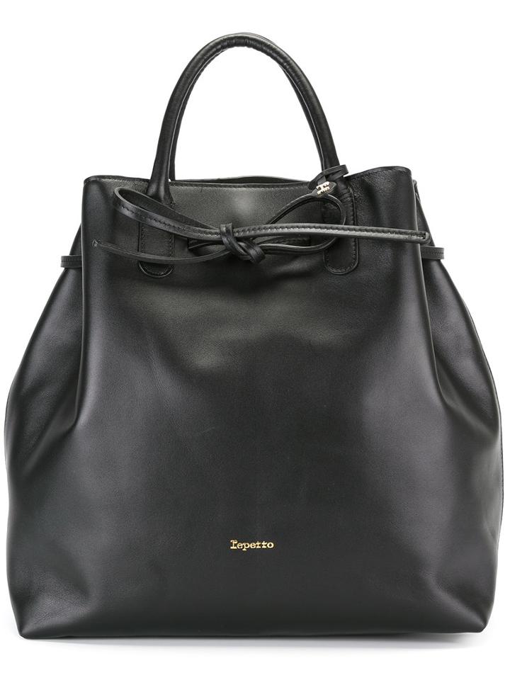 Repetto Drawstring Tote, Women's, Black, Calf Suede