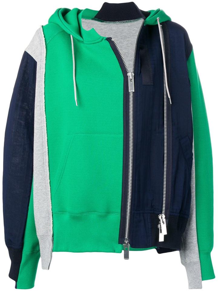 Sacai Deconstructed Zip-up Hoodie - Grey