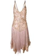 Amen - Floral Appliquée Fringed Dress - Women - Polyamide/polyester/viscose/glass - 38, Pink/purple, Polyamide/polyester/viscose/glass