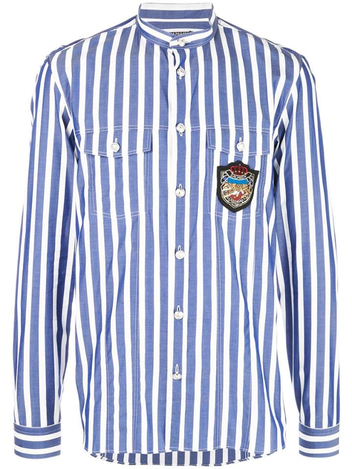 Balmain Logo Patch Shirt - Blue