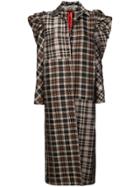 Silvia Tcherassi Checked Puffed Shoulder Coat - Brown
