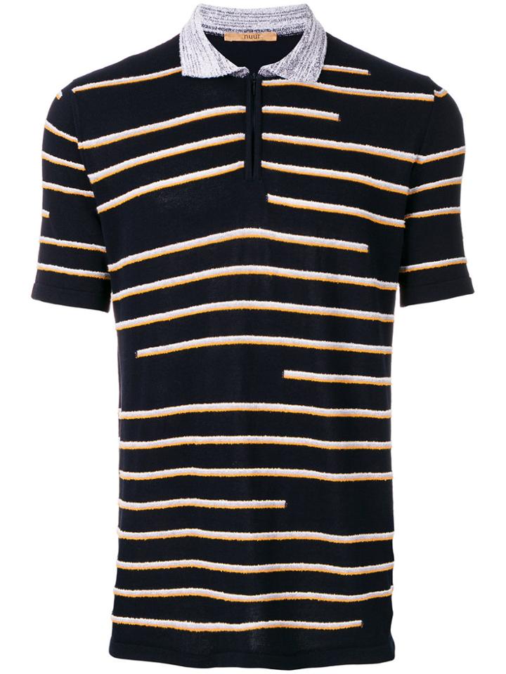 Nuur Striped Patterned Polo Shirt - Blue