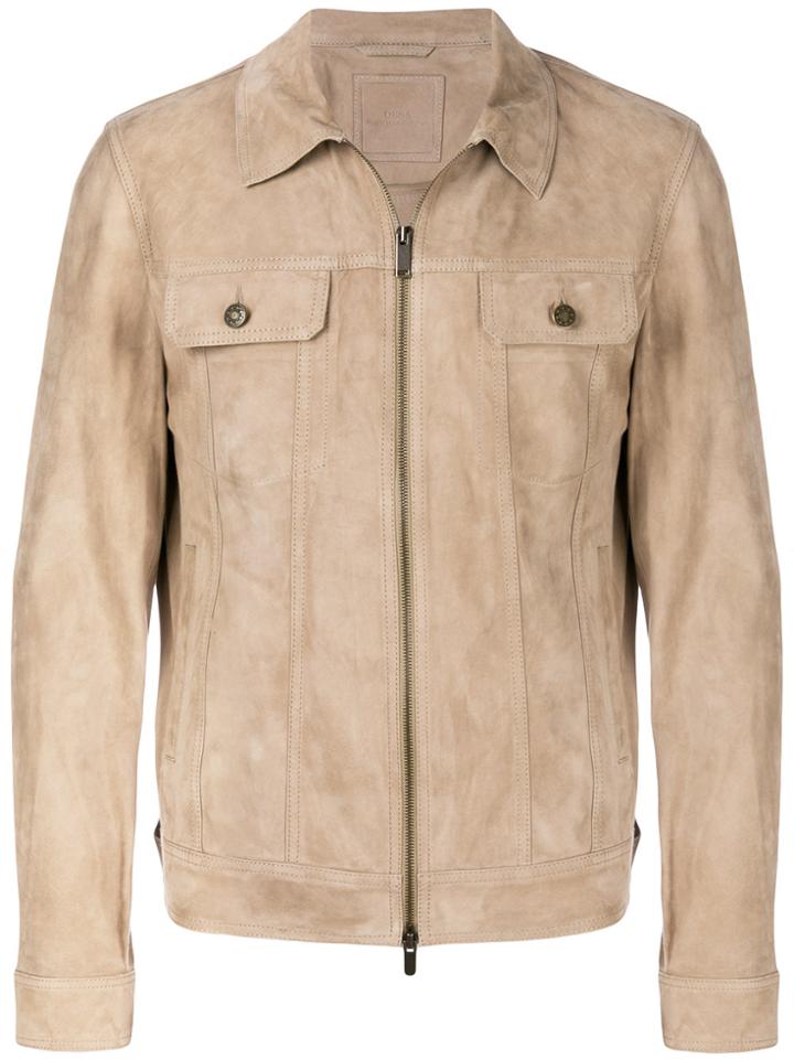 Desa Collection Classic Collar Zipped Jacket - Nude & Neutrals
