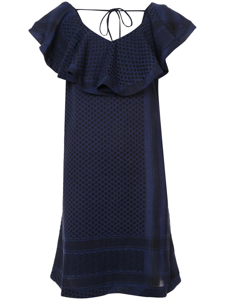 Cecilie Copenhagen - V-back Ruffled Dress - Women - Cotton - 1, Blue, Cotton