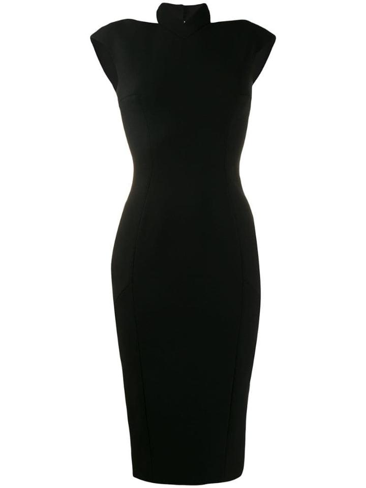 Victoria Beckham Halter Neck Fitted Dress - Black