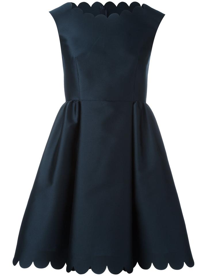 Red Valentino - Scallop Dress - Women - Silk/polyester - 38, Women's, Blue, Silk/polyester