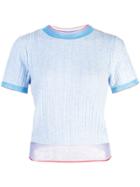 I-am-chen Round Neck Knit Top - Blue
