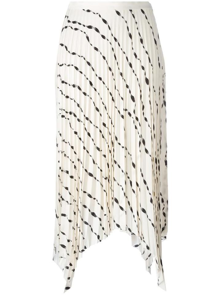 Helmut Lang Printed Pleated Skirt, Women's, Size: 8, White, Silk