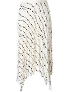 Helmut Lang Printed Pleated Skirt, Women's, Size: 8, White, Silk