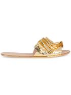 Loeffler Randall Ruched Strap Slippers - Metallic