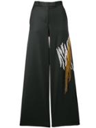 Each X Other Fringed Embellished Pinstripe Loose Pants - Black