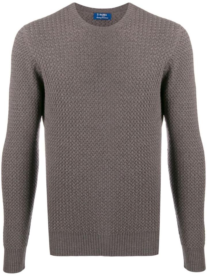 Barba Waffle Knit Jumper - Grey