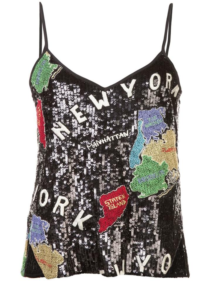Nicole Miller Sequinned Tank Top - Black