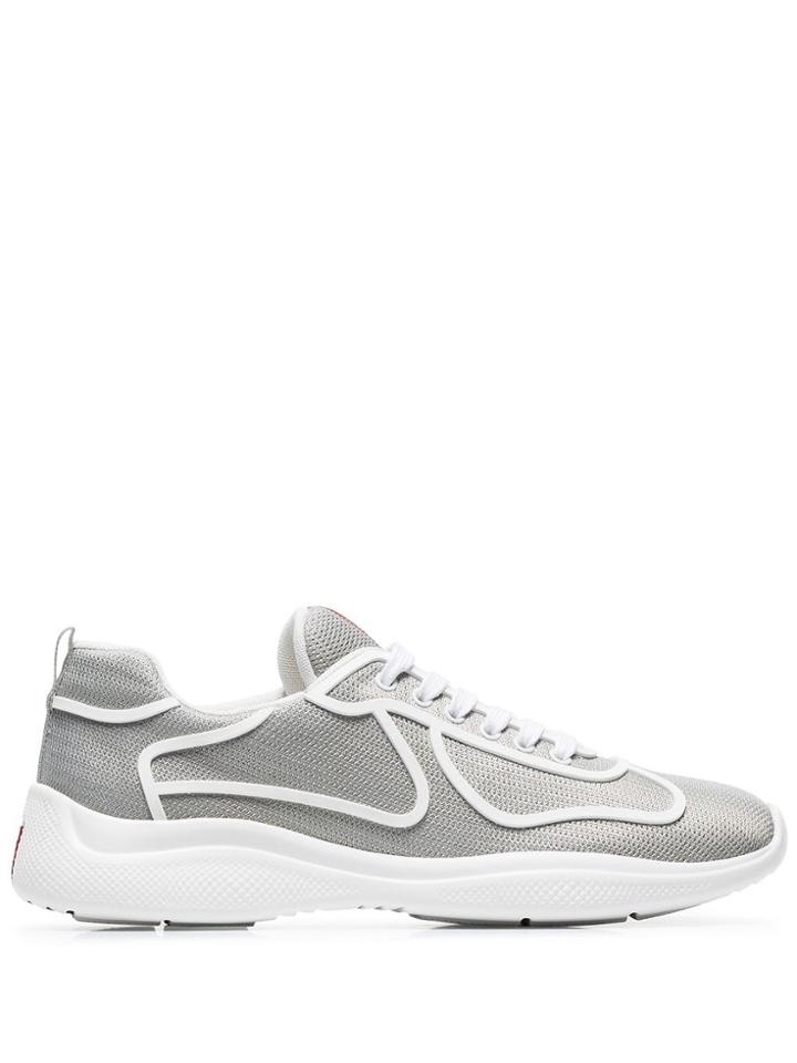 Prada Silver Metallic Americas Cup Sneakers